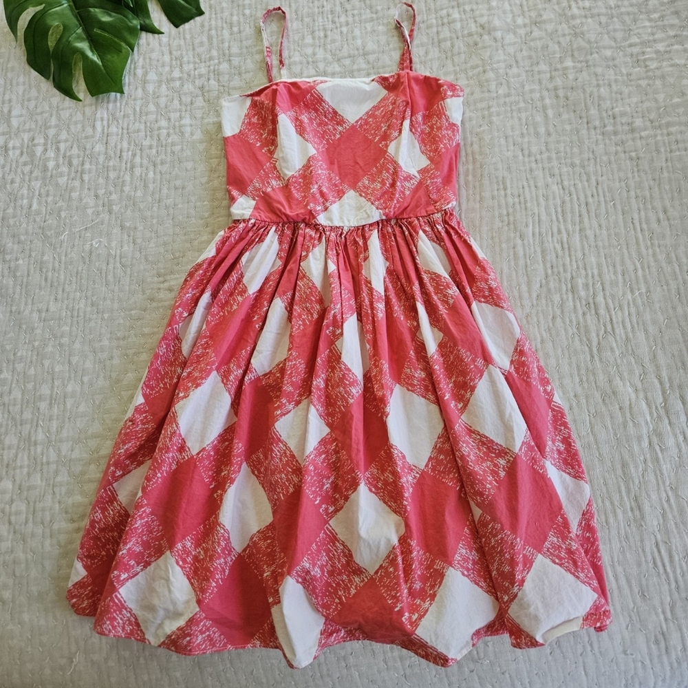Boden Sandra Pink Checkered Sundress